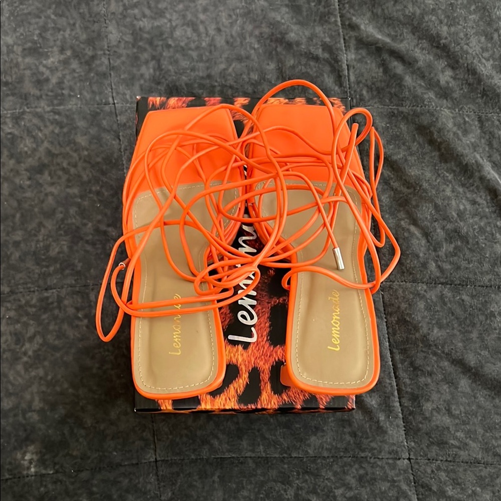 Fashion Nova Orange Wrap Up Heels